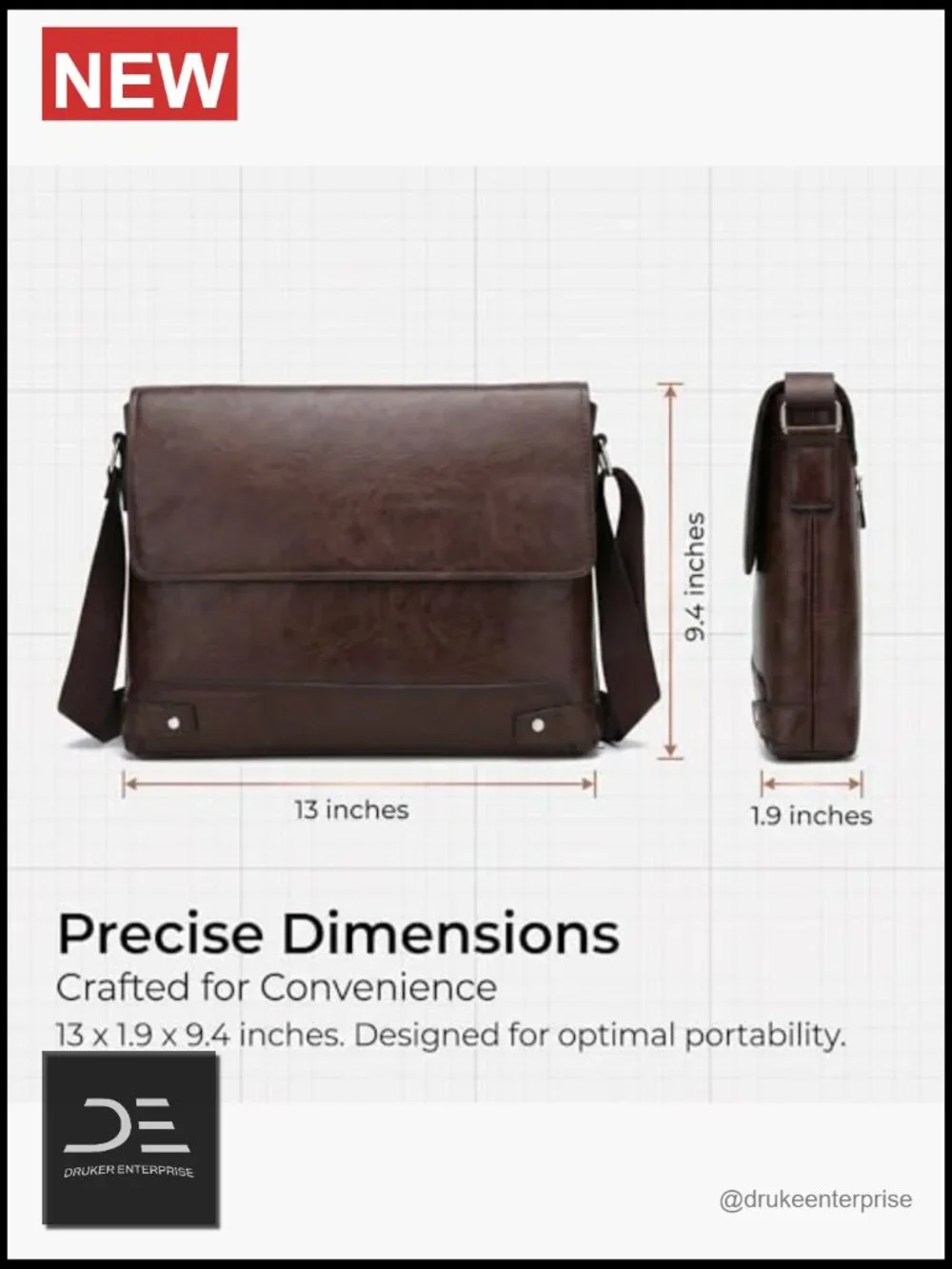 Vintage PU Leather Messenger Bag - Slim Crossbody Shoulder Bag for Work Travel